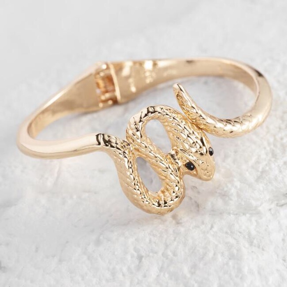 Cost Plus World Market Jewelry - Gold Snake Hinged Cuff Bracelet